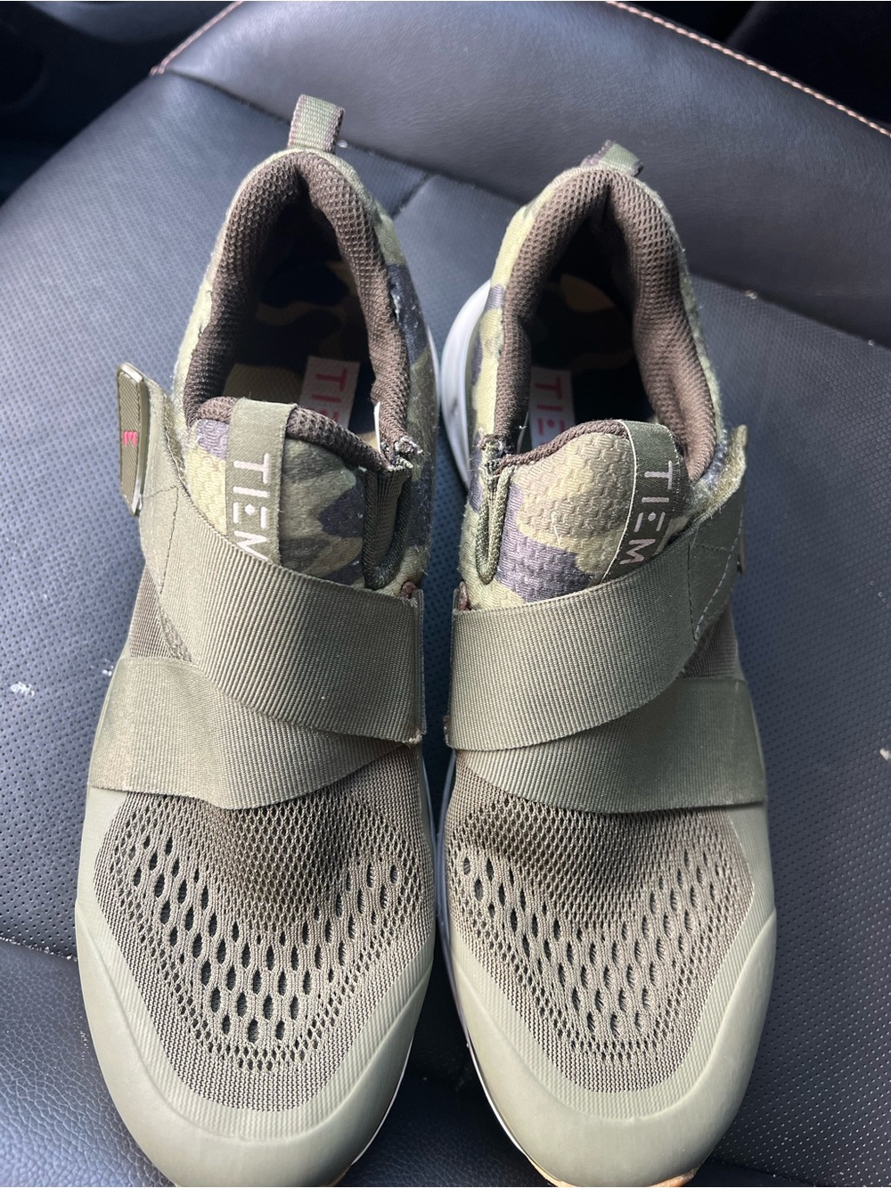 Women’s Olive Green Slip-On Cycle Shoes with Velcro Straps